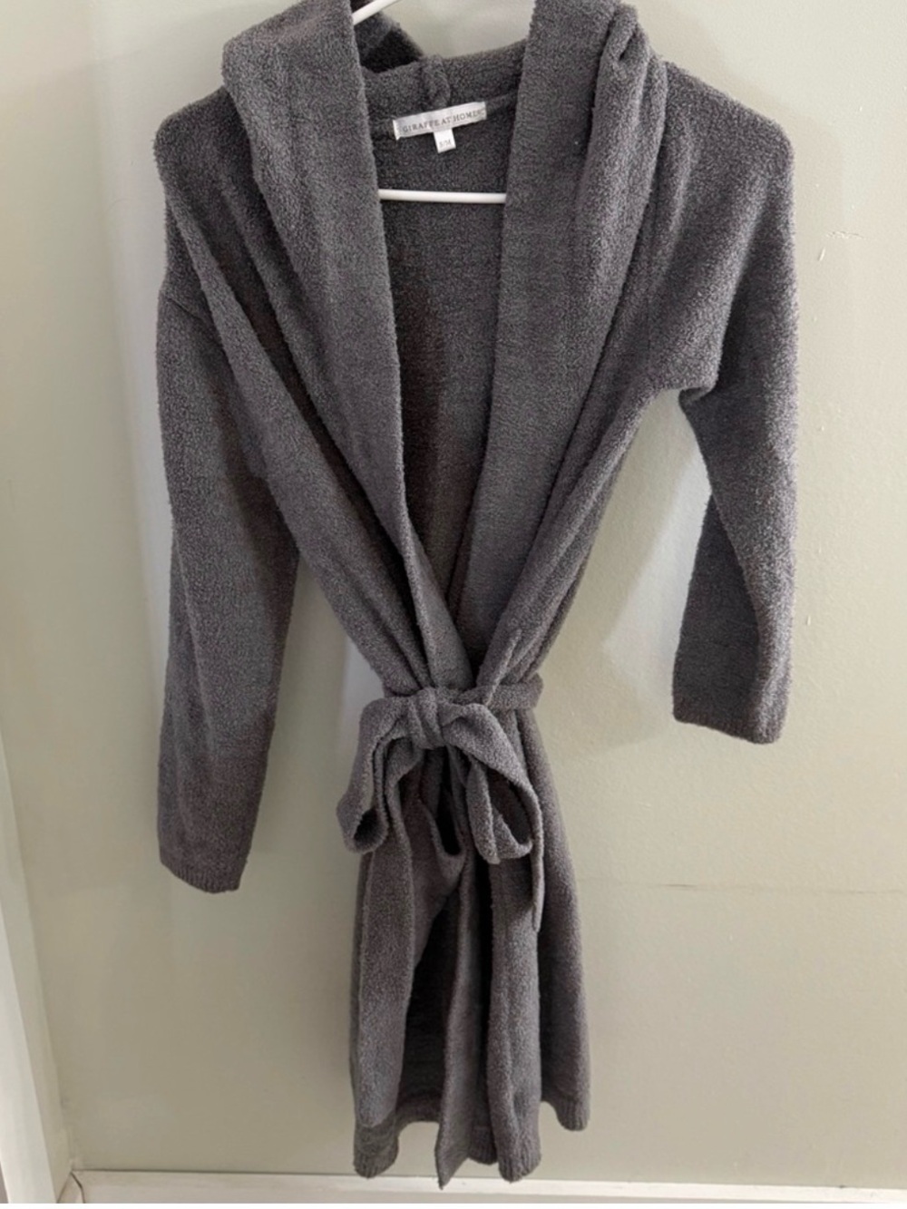 Little Giraffe Giraffe at Home Gray Plush Hooded Robe S/M